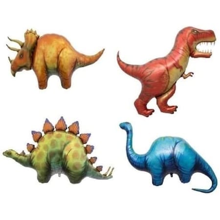 Dinosaur TRICERATOPS STEGOSAURUS T-REX APATOSAURUS 4 Party Mylar BALLOONS Set